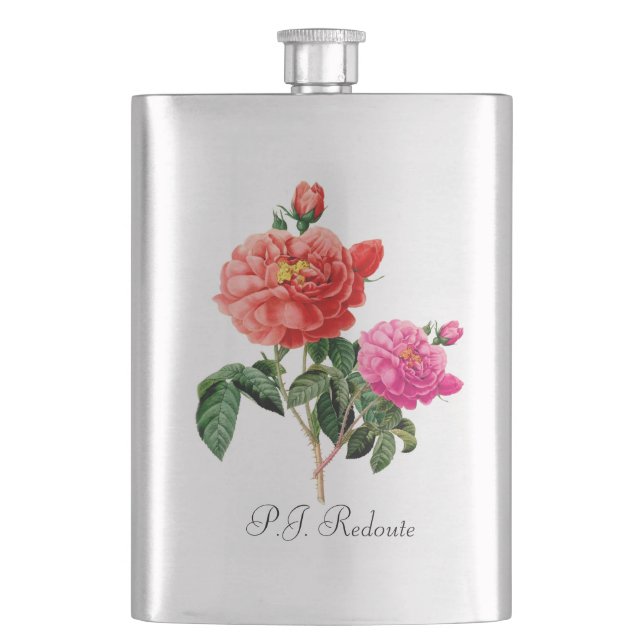 Flasque P.J. Redoute fleurs roses et roses rouges (devant)