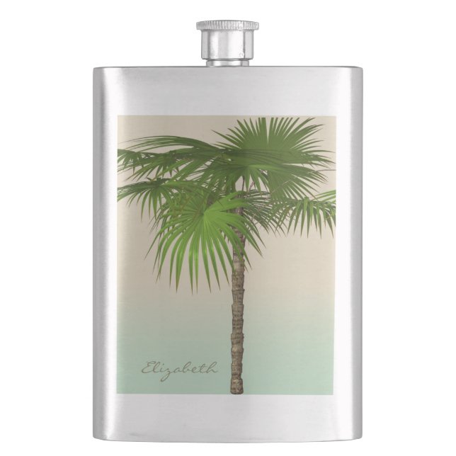 Flasque Palmier Tropical Romantique - Personnalisé (devant)