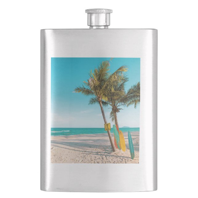 Flasque Panneaux de surf sur la plage lancer oreiller (devant)