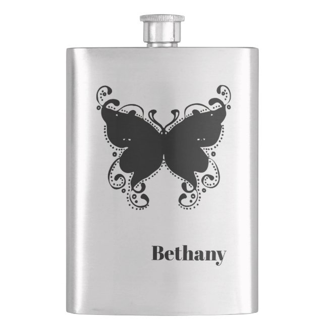 Flasque Papillon fou avec Monogramme (devant)
