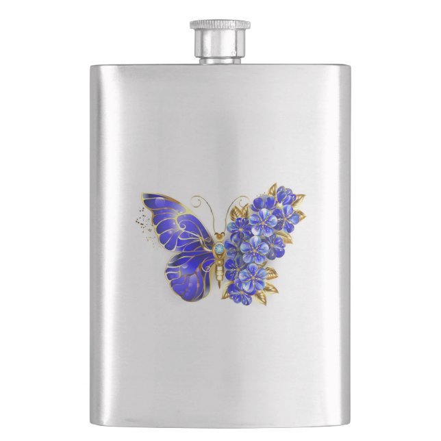 Flasque Papillon Saphir Fleur (devant)