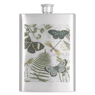 Flasque papillons vintages et libellules modernes