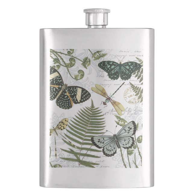 Flasque papillons vintages et libellules modernes (devant)