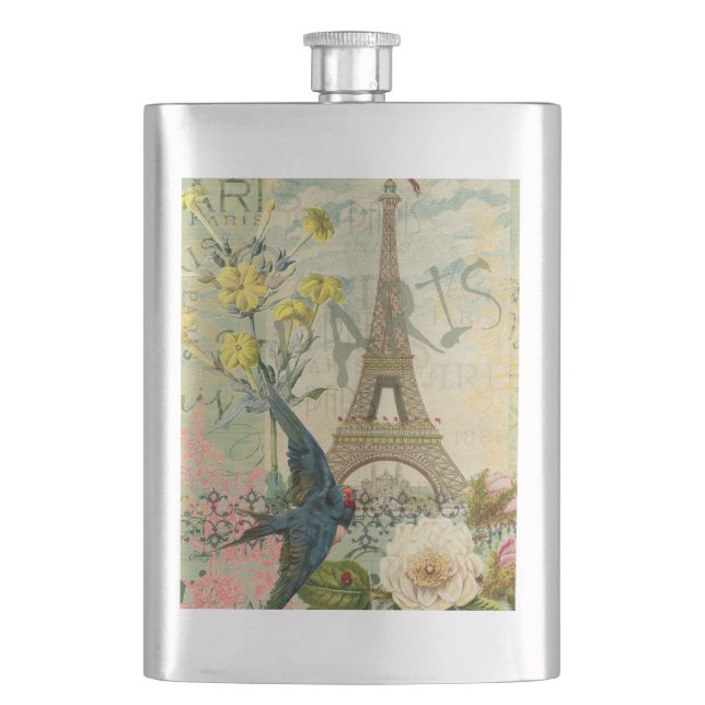 Flasque Paris France Voyage Vintage Art Antique Peinture (devant)