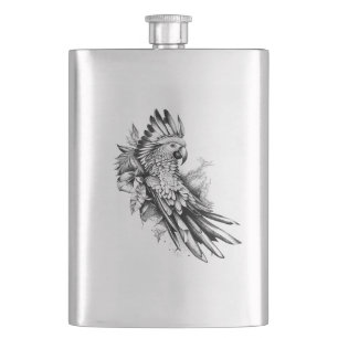 Flasque Parrot Wild Animal Nature Illustration Art tatouag