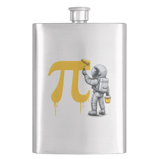 Flasque Peinture d'astronaute cool Symbole Pi Jour de Pi  (devant)