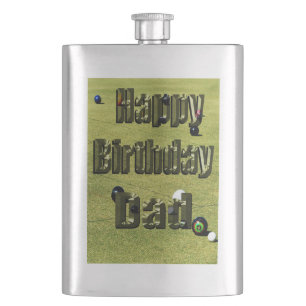 Flasque Pelouse Bowls Papa Joyeux Anniversaire, Hip Flask