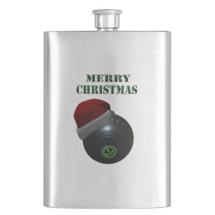 Flasque Pelouse Portant Un Chapeau De Père Noël Joyeux Noë