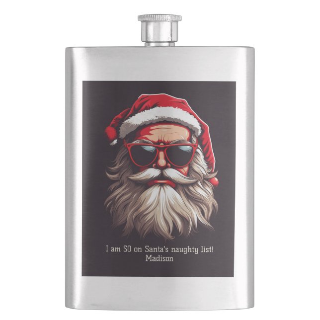 Flasque Père Noël Grumpy Texte Personnalisé (devant)