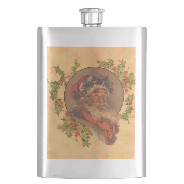 Flasque Père Noël Leyendecker Antique Victorien (devant)
