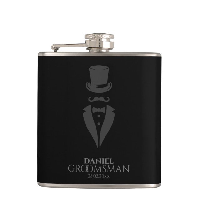 Flasque personnalisée pour garçons d'honneur, chap (Devant)