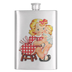 Flasque Petite fille rétro vintage poupée enfant