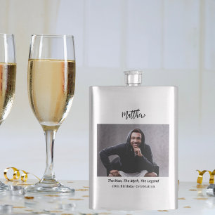Flasque Photo d'anniversaire homme mythe légende nom amusa
