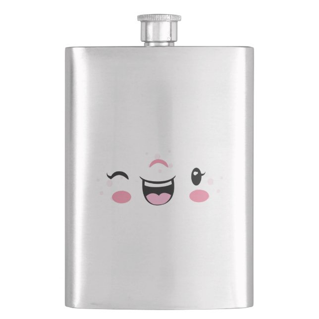 Flasque Pink Wing Kawaii Face Flask (devant)