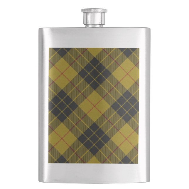Flasque Plaque noire jaune tartan MacLeod (devant)