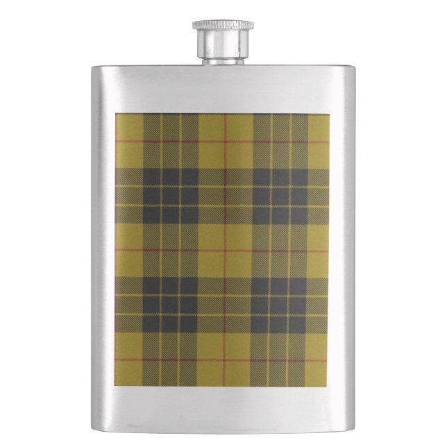 Flasque Plaque noire jaune tartan MacLeod (devant)