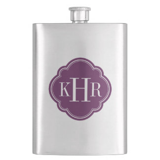 Flasque Plum Purple Quatrefol Personnalisé Monogramme