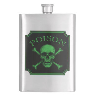 Flasque Poison Crâne et os croisés Halloween Design Imprim