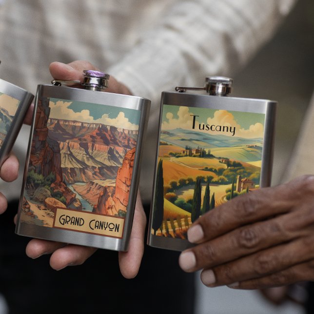 Flasque Poster Vintage voyage Campagne toscane (Créateur téléchargé)