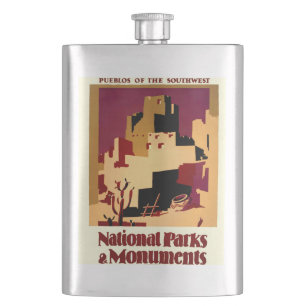 Flasque Pueblos Anciens du Sud-Ouest WPA Poster Art