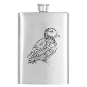 Flasque Puffin Wild Animal Nature Illustration Art Tatouag