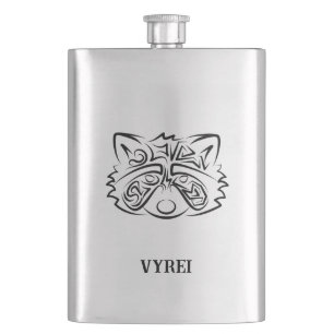 Flasque Raccoon tribal noir et blanc