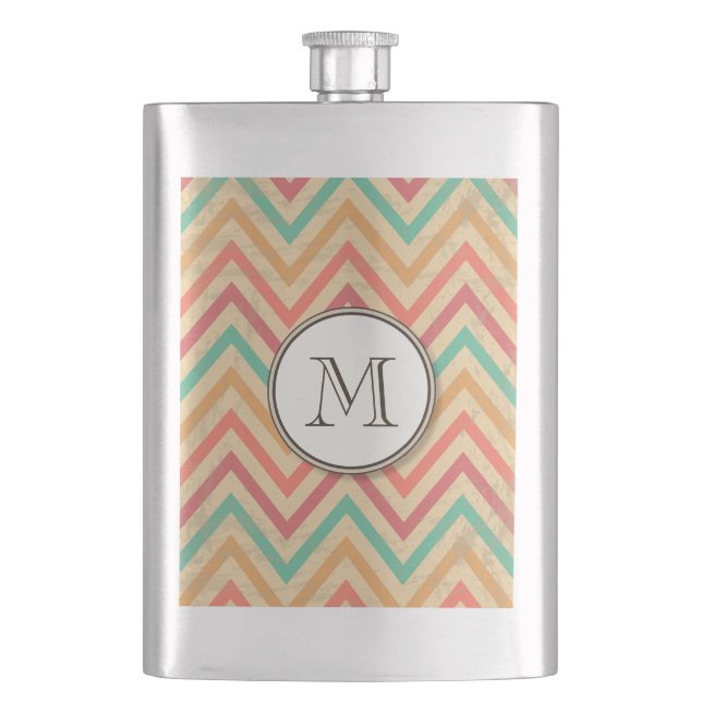 Flasque Rainbow Grunge Zigzag Chevrons (devant)