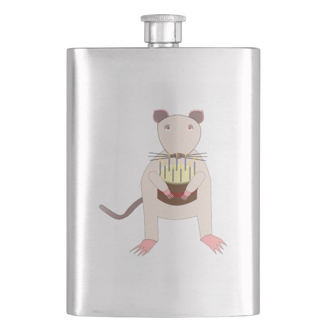 Flasque Rat de Siamese avec gâteau d'anniversaire (devant)