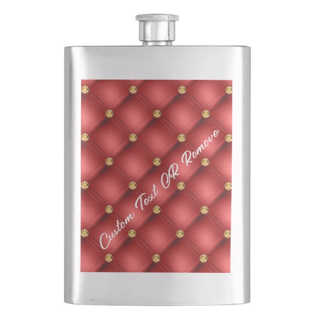 Flasque Red Gold Diamond Tufted Votre Nom De Texte Flask C (devant)