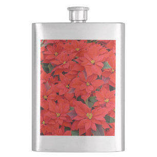 Flasque Red Poinsettias I Christmas Holiday Floral Photo