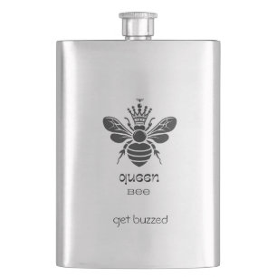 Flasque Reine Abeille "Restez en Ébullition" Acier Inoxyda
