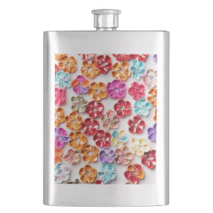 Flasque Ressort tissu cousu artisanal Fleurs Multicolor