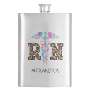 Flasque "RN" en Empreinte de léopard - Logo Médicale color