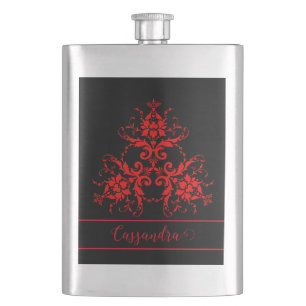 Flasque Romantique, élégant Vintage Damas rouge