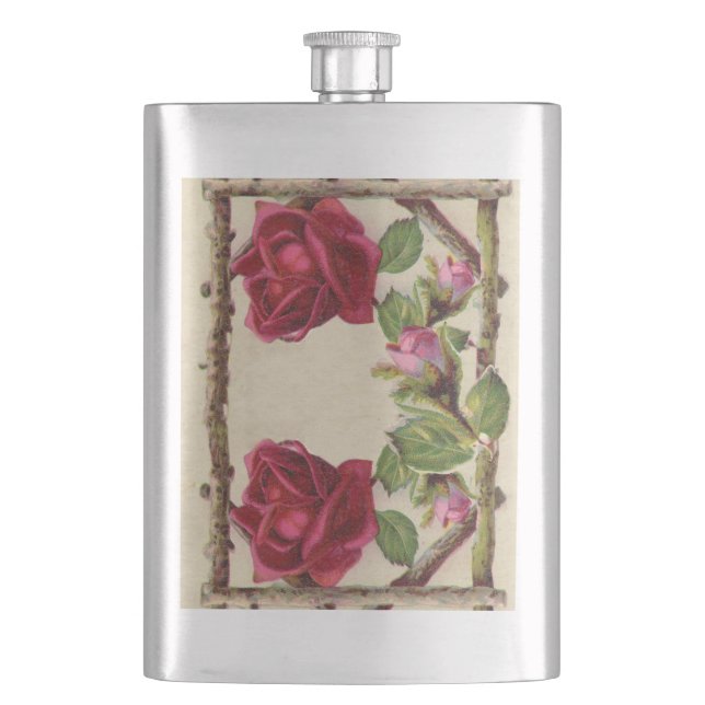 Flasque Rose ancienne vintage rustique victorienne antique (devant)