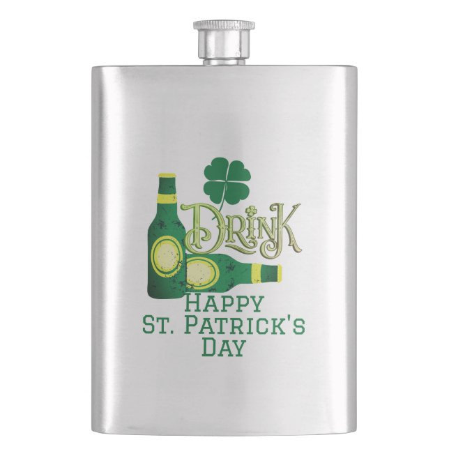 Flasque Saint Patrick's Day Irlandais Shamrock de la chanc (devant)