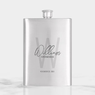 Flasque Script moderne Nom du Groomsman personnalisé