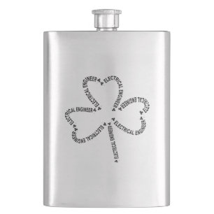 Flasque Shamrock de texte de l'ingénieur électrique