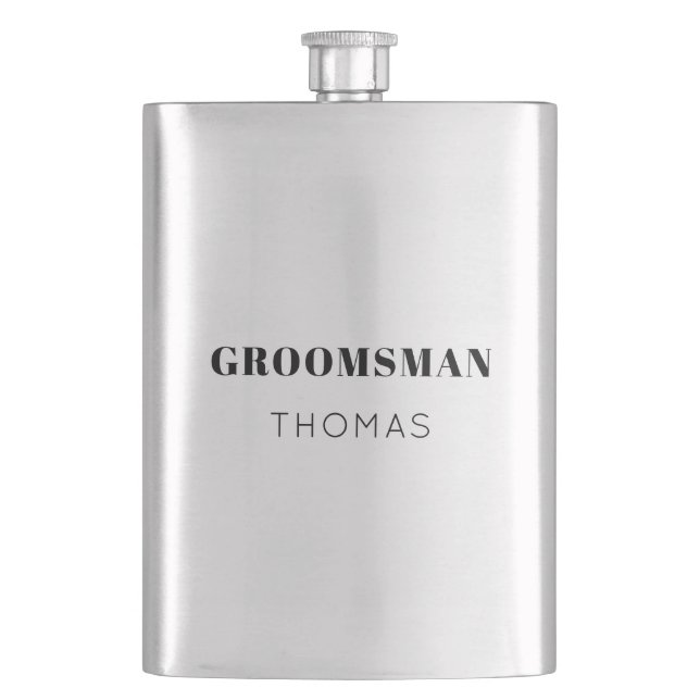 Flasque Simple Bold Personnalisé Groomsman Cadeau Boisson  (devant)