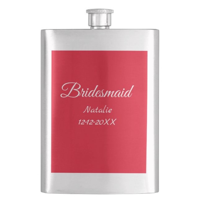 Flasque Simple minimum rose bridesmaid ajouter le nom de l (devant)