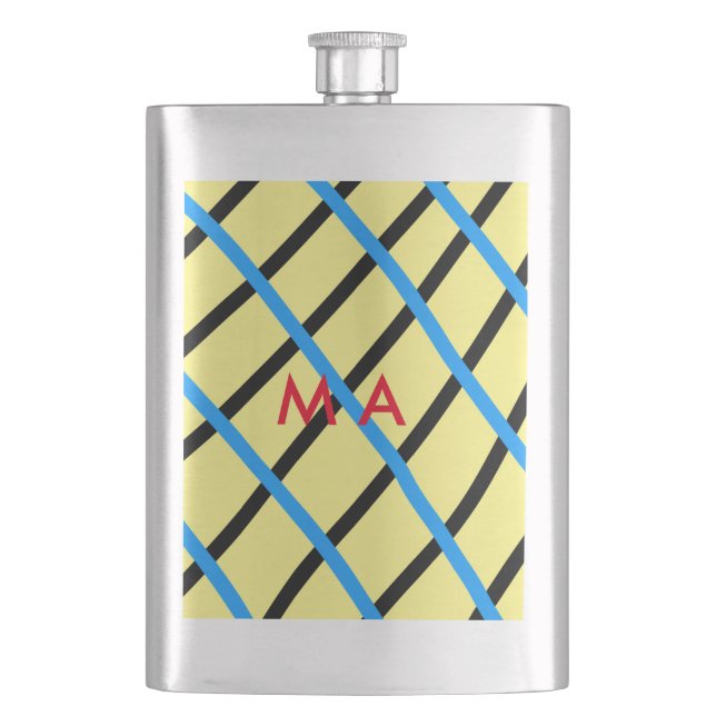 Flasque Simple monogramme ajouter votre nom lettre man min (devant)