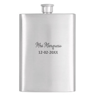 Flasque simple monogramme minimaliste Mme M. nom date anné