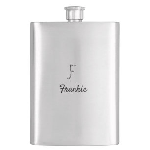 Flasque Simple monogramme noir minimaliste lettre F ajoute