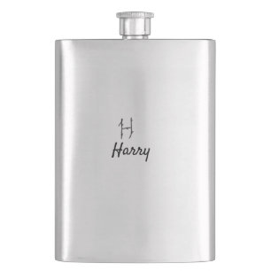 Flasque Simple monogramme noir minimaliste lettre H ajoute