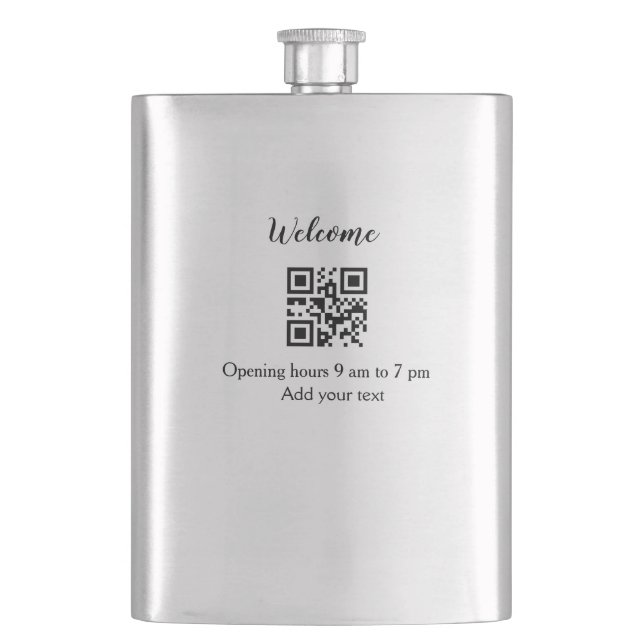 Flasque Simple ouverture de bienvenue code barre QR ajoute (devant)