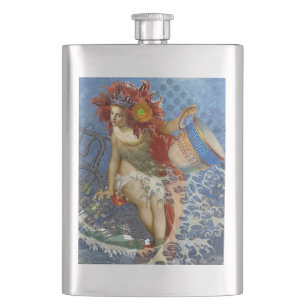 Flasque Sirène du Verseau Art Gothique Bleu
