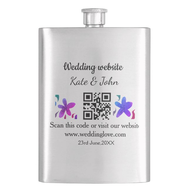 Flasque Site web mariage minimal simple Q R code ajouter n (devant)