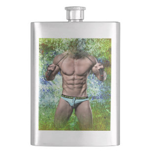 Flasque SlipperyJoe's homme adulte très musclé torse nu