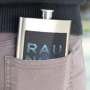 Flasque SlipperyJoe's runch métallique grandes lettres ble