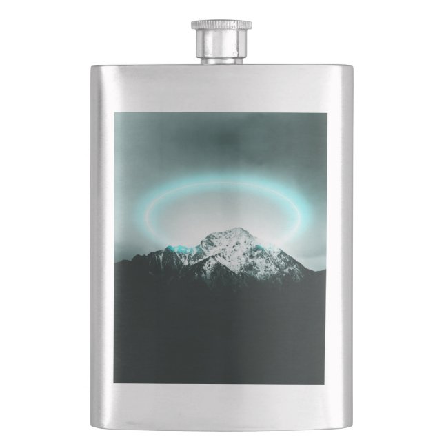 Flasque Snowy mountain mysterious blue neon light (devant)